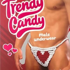 Men's Heart Thong - Red and White